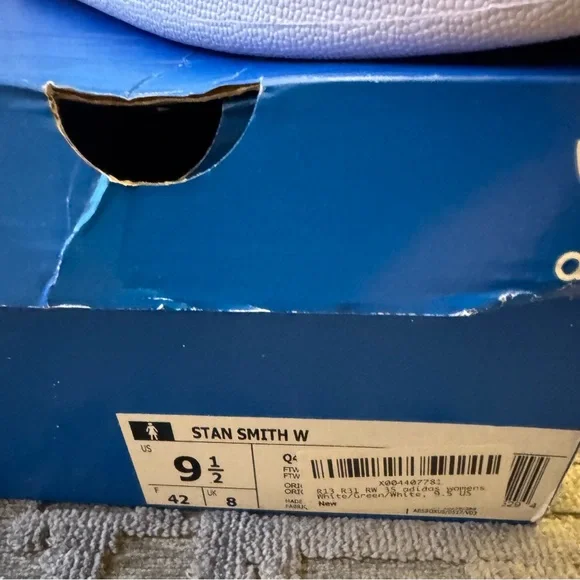 Stan Smith Adidas Women's White Sneakers with Green Accents NWT 9.5 - Picture 13 of 13